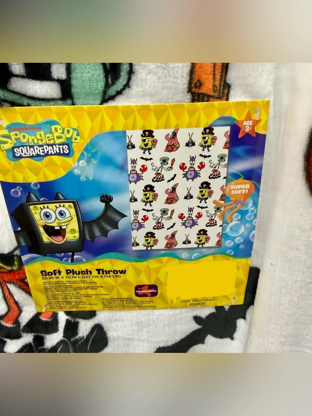 sponge bob halloween plush blanket throw